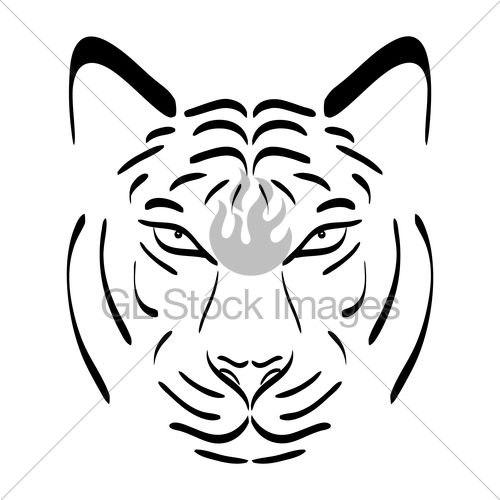 500x500 Tiger Head Silhouette. Vector Tiger Icon As A Design Elem Gl