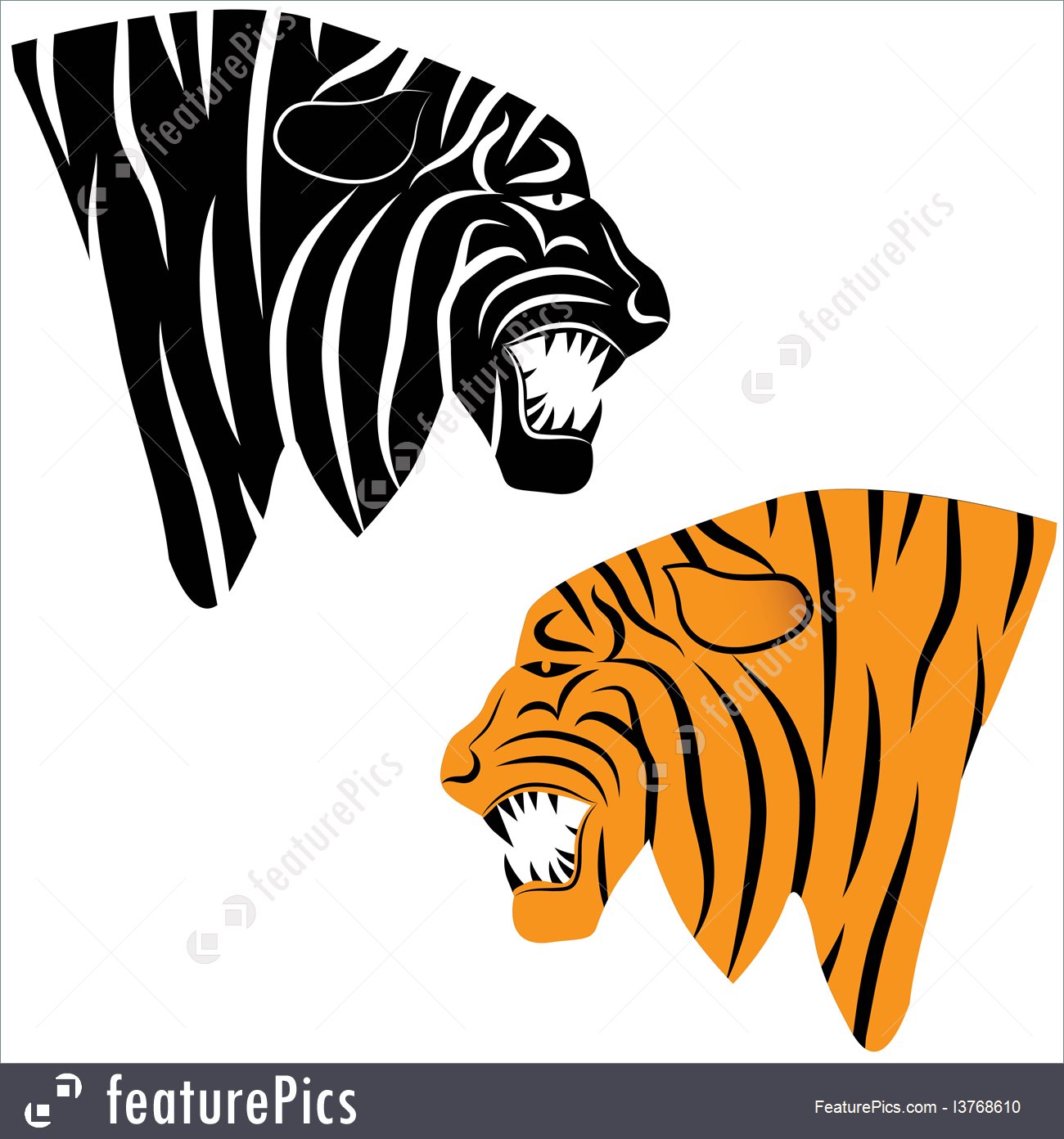 1300x1392 Tiger Head Silhouette, Vector