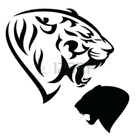 450x450 White Animal Heads Roaring Tiger Black And White Animal Head