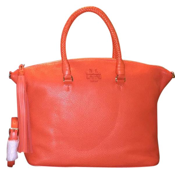 602x596 Tory Burch Taylor In Tiger Lily Leather Satchel