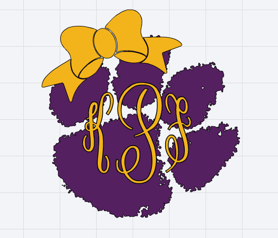 549x469 Monogrammed Lsu Tigers Paw Print With Bow Decal Silhouette