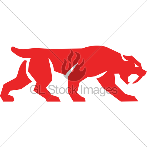 500x500 Saber Tooth Tiger Cat Silhouette Retro Gl Stock Images