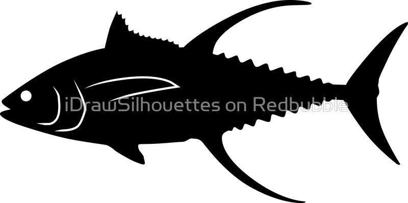 800x398 Yellowfin Tuna Fish Silhouette (Black) Canvas Prints By