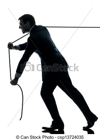 336x470 Business Man Pulling A Rope Silhouette. One Caucasian Stock