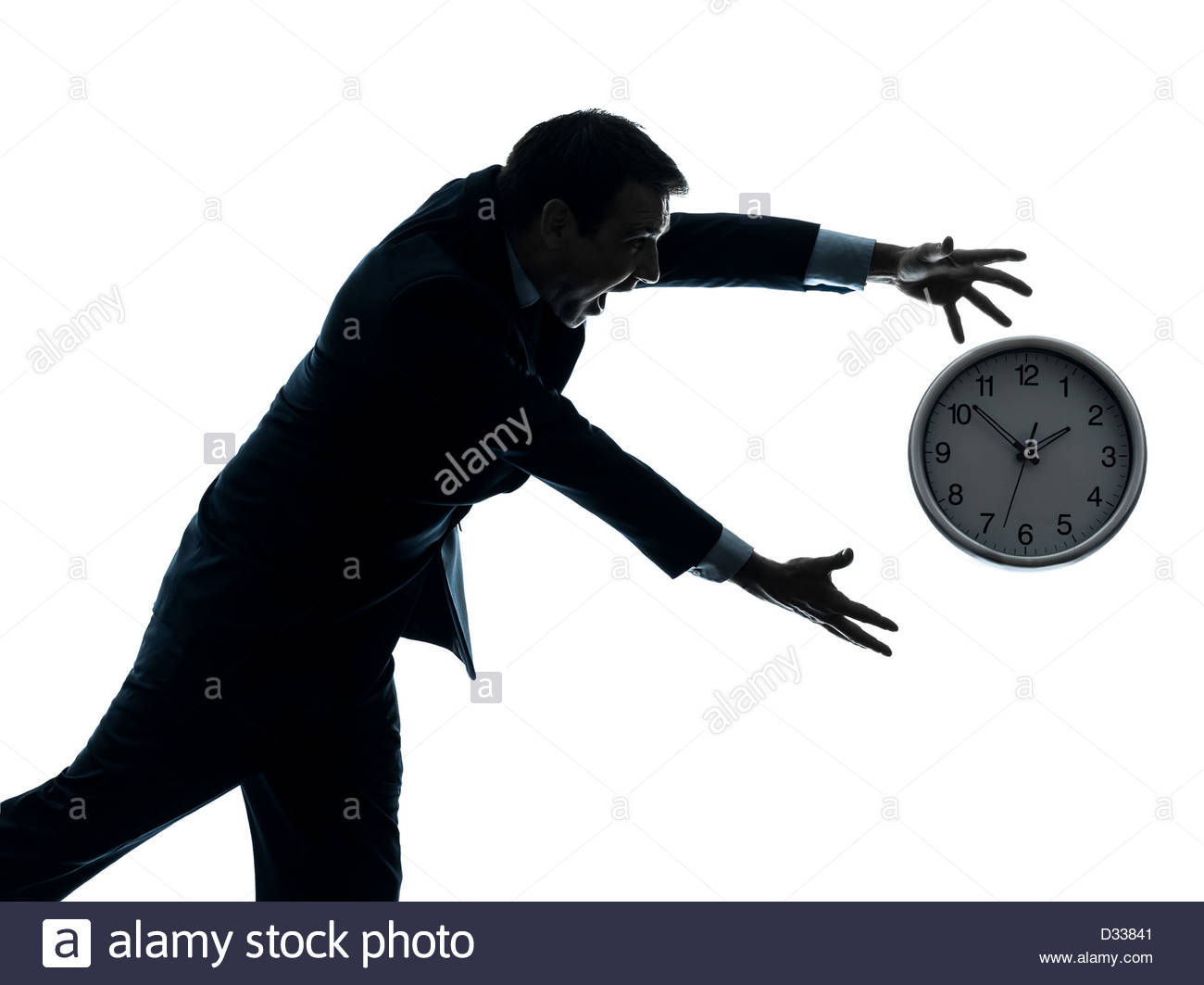 1300x1063 One Businessman Running After Time In Silhouette Studio Isolated