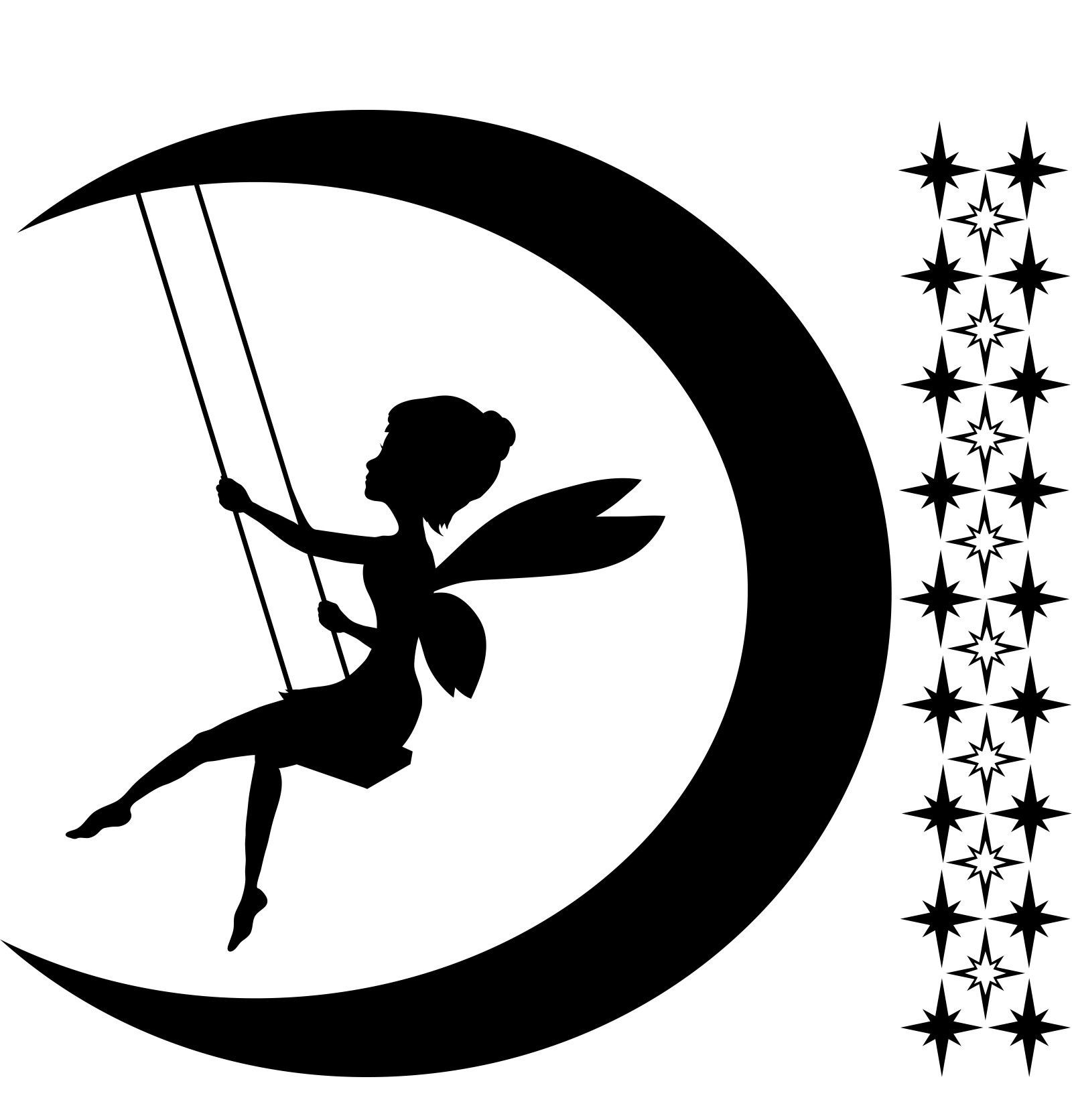 1600x1672 Viewing Gallery For Fairy On Moon Silhouette Clipart Best Within