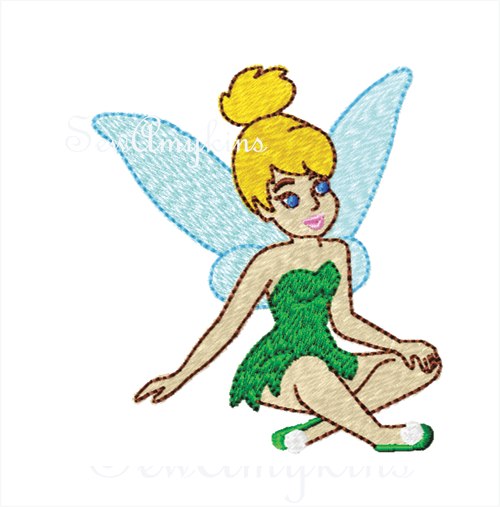 500x507 Tinkerbell Fairy Silhouette Applique Machine Embroidery Design 2