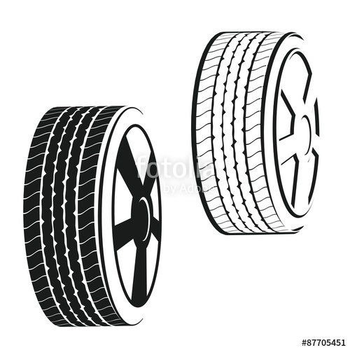 500x500 Wheel,tire Outline And Silhouette Vector Stock Photo And Royalty