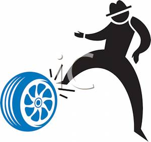 300x283 Black Silhouette Of A Man Kicking A Tire