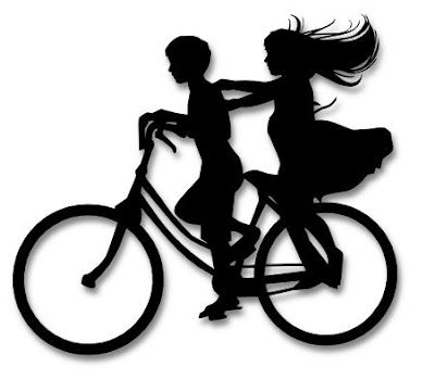 400x349 The Lady Wolf Boy And Girl On Bike Silhouette Svg Summer