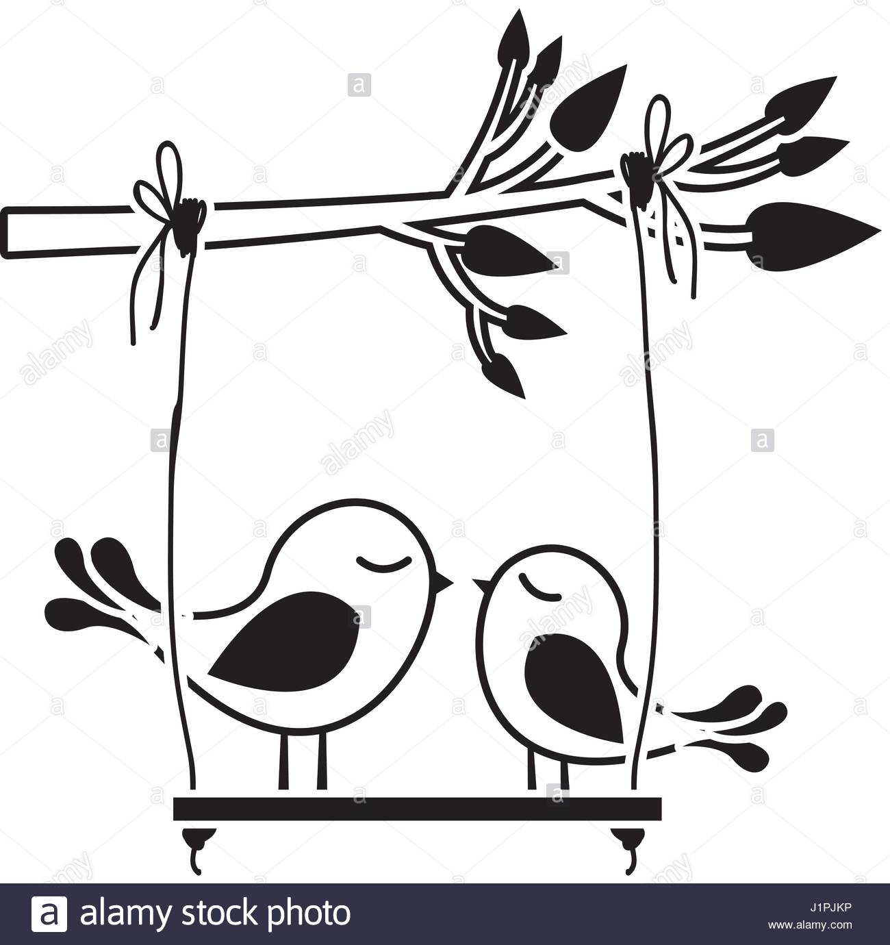 1300x1380 Black Silhouette Of Tree Branch With Swing And Couple Of Birds
