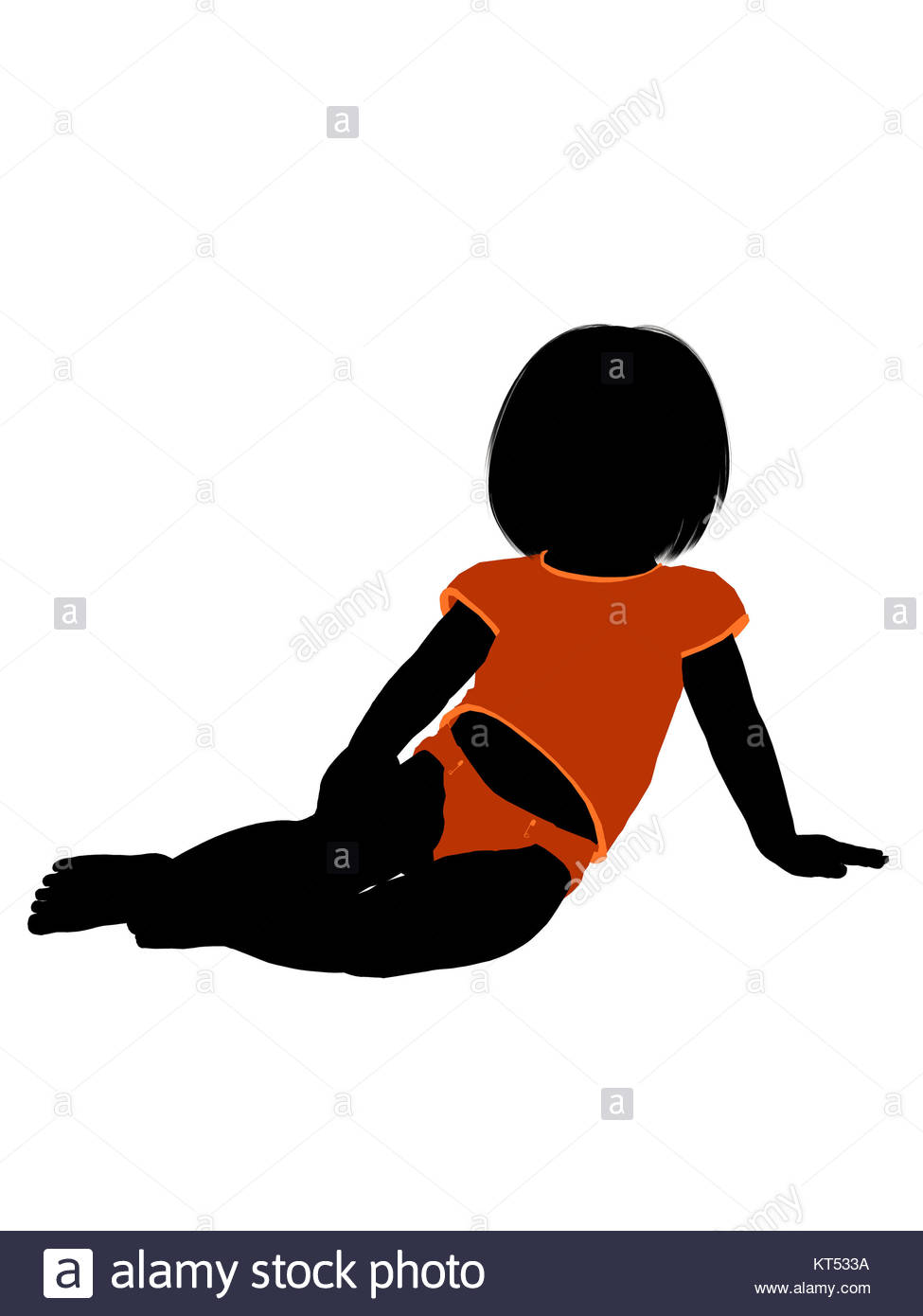 975x1390 Female Infant Toddler Silhouette On A White Background Stock Photo