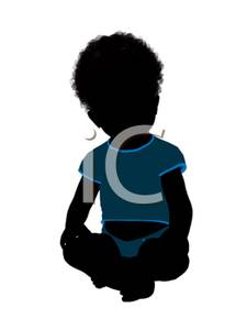 225x300 Silhouette Of An African American Toddler Sitting With Crossed