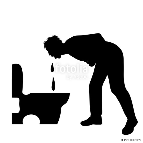 500x500 Vector Silhouette Of Man Who Vomit To Toilet On White Backgtround