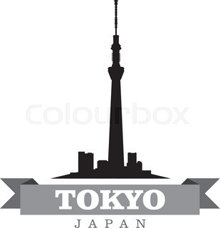 309x320 Tokyo Japan City Skyline Silhouette. Vector Illustration Stock