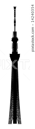 124x450 Tokyo Sky Tree, Silhouette, Silhouettes