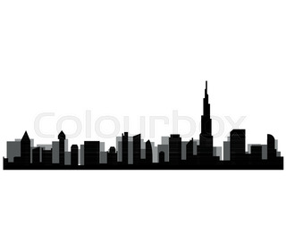 320x280 Dubai City Skyline Detailed Silhouette Stock Vector Colourbox