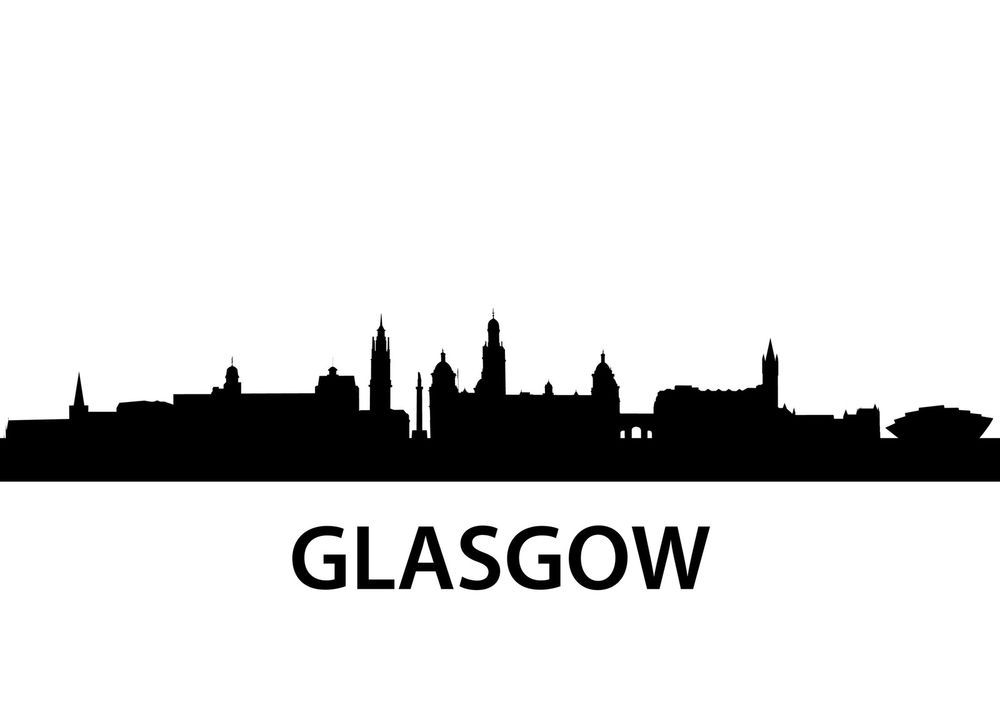 1000x707 Glasgow Scotland City Skyline Silhouette Vinyl Wall Art Sticker