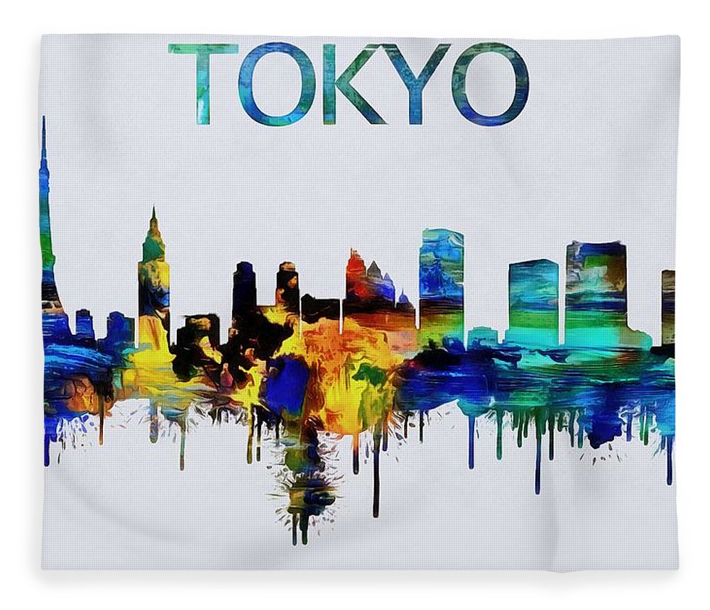 1000x860 Colorful Tokyo Skyline Silhouette Fleece Blanket For Sale By Dan