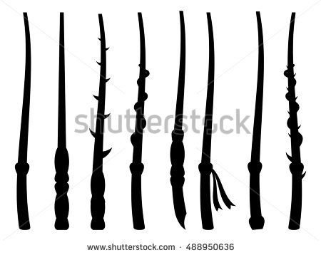 450x358 Magic Wands. Silhouette On A White Background. Wizard Tool. Vector