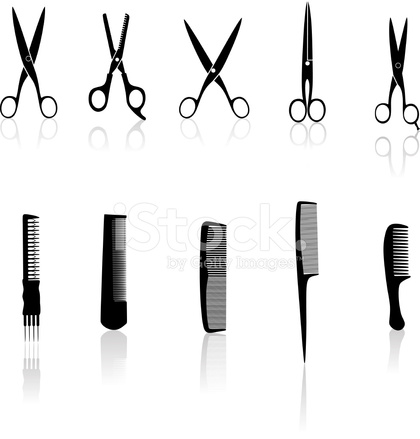 420x439 Hair Tools Silhouette Stock Vector
