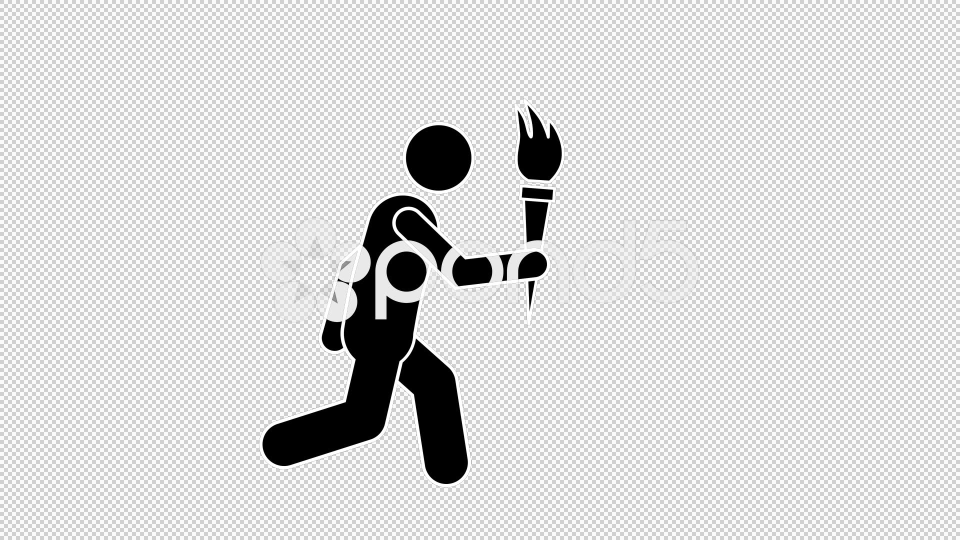 1920x1080 Video Stickman Run With Olympic Torch With Alpha Channel ~
