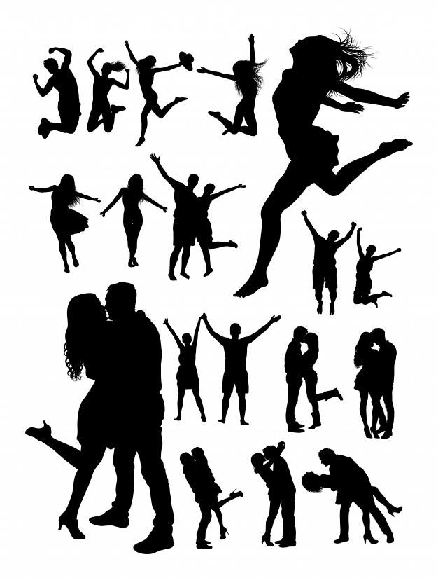 626x825 Happy People Silhouette Vector Premium Download