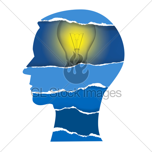 500x500 Torn Paper Head Silhouette With Light Bulb Gl Stock Images