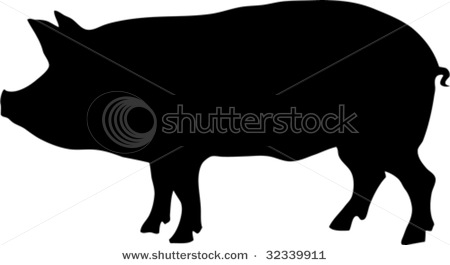 450x265 Art Silhouette Of A Pig Standing Up In A Vector Clip Art Illustration