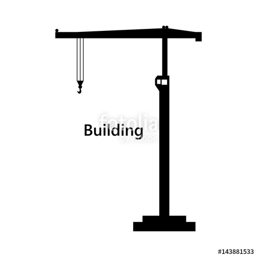 500x500 Tower Crane Silhouette Isolated On White Background Text Building