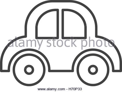 423x320 Silhouette Of Baby Car Toy Over White Background. Vector