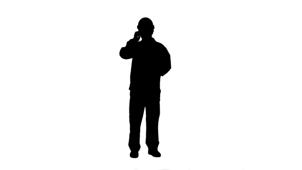 590x332 Silhouette Construction Worker Talk With Cell Telephone Track