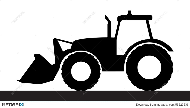 800x457 Tractor Silhouette On A White Background. Illustration 58323536