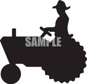 300x288 Silhouette Clipart Of A Farmer Driving A Tractor