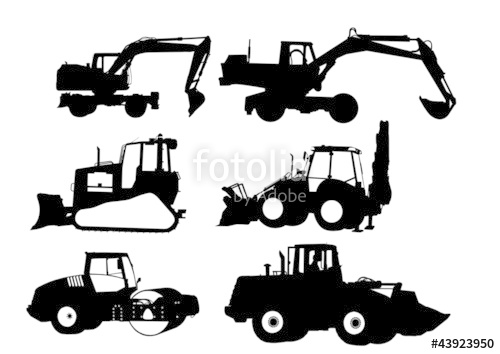 500x354 Set Of 6 Tractor Silhouettes On Wheels And On Caterpillars Stock
