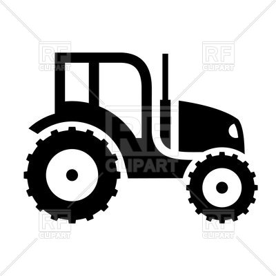 400x400 Black Icon Of Tractor On White Background Royalty Free Vector Clip