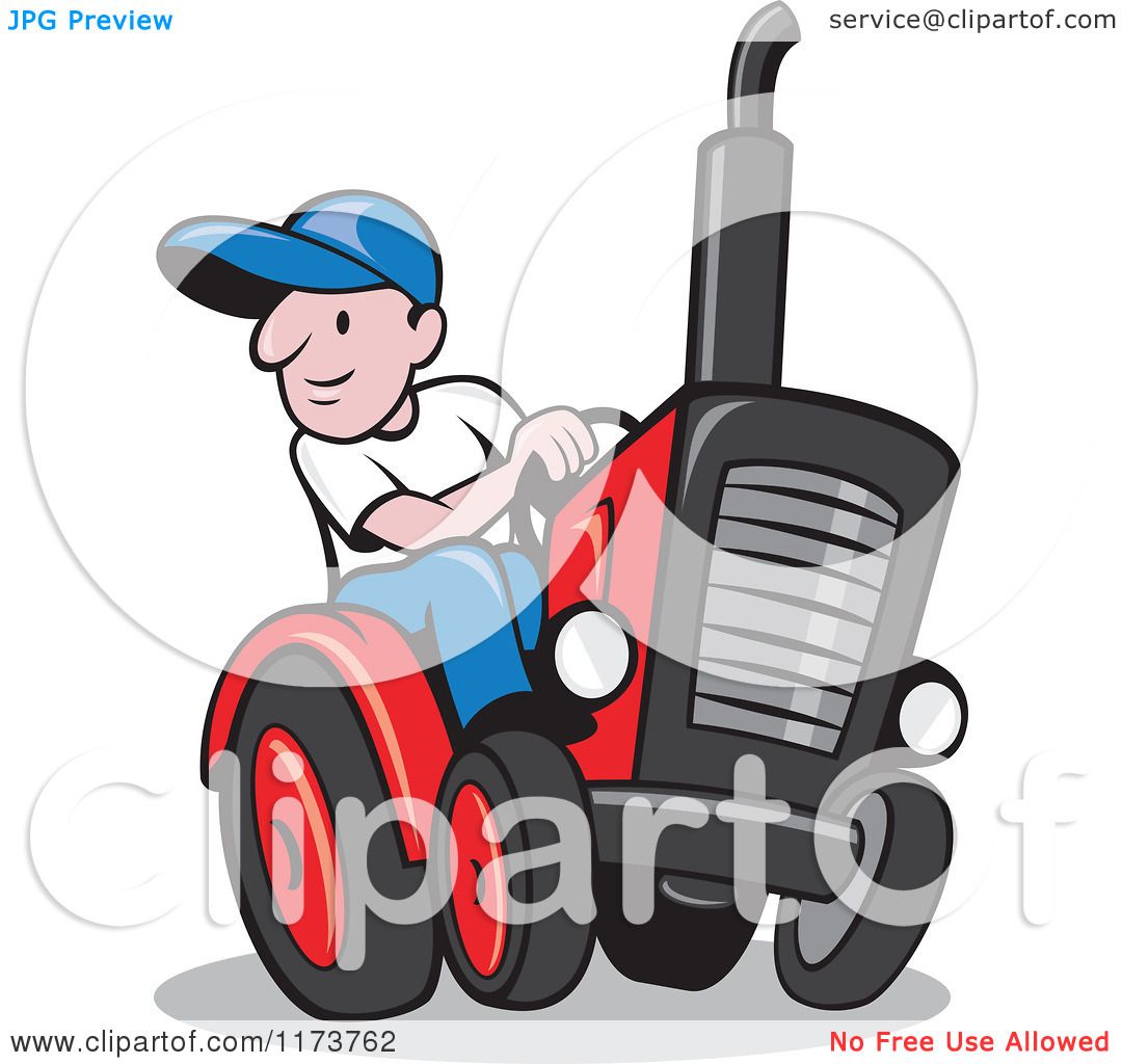1080x1024 Clipart Of A Cartoon Farmer Driving A Tractor