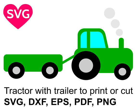 570x453 Tractor With Trailer Svg File For Cricut Amp Silhouette, Farm