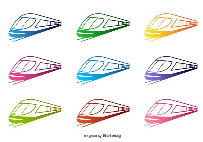 700x490 Colorful Train Vector Silhouettes