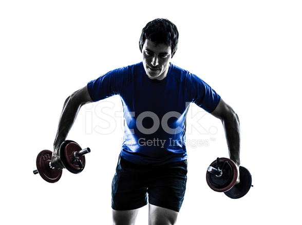 588x439 Man Exercising Weight Training Silhouette Stock Photos