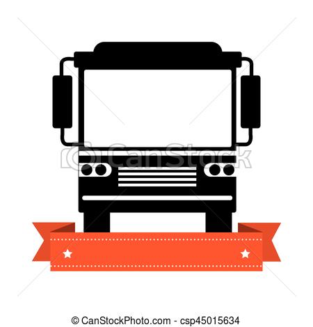 450x470 Monochrome Silhouette Of Bus With Ribbon Vector Illustration