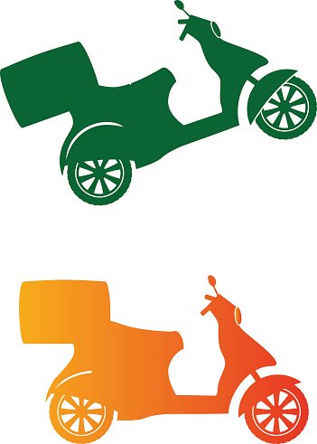 351x491 Vector Scooter Silhouette Fast Delivery Service Premium Clipart