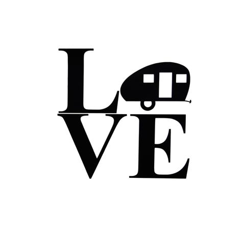480x463 Vinyl Decal, Rv, Teardrop Camper Silhouette Love Rv, Travel