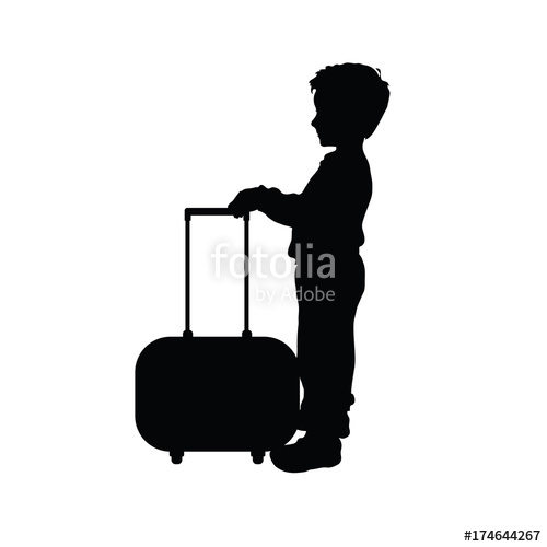 500x500 Child Boy Silhouette With Travel Bag Illustration Stock Image
