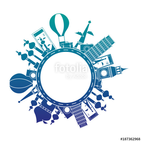 500x500 Silhouette World Travel Journey Sites Adventure Stock Image