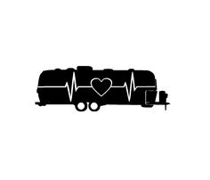 236x202 Vinyl Decal, Rv, Heartbeat Teardrop Travel Trailer Rv Camper Vinyl
