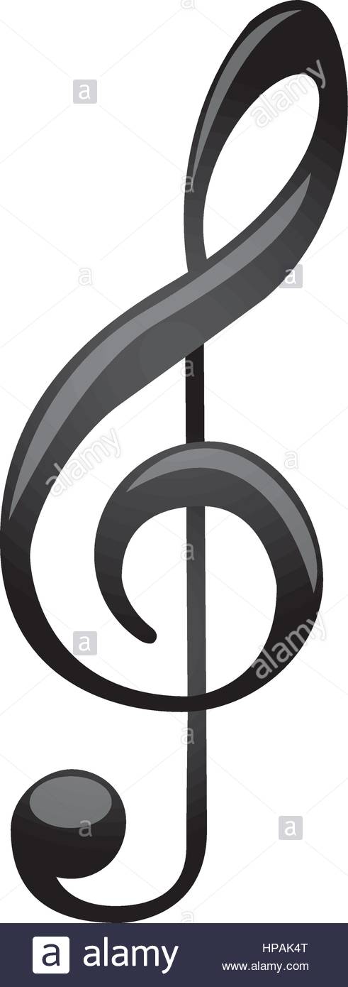 491x1390 Monochrome Silhouette With Sign Music Treble Clef Vector