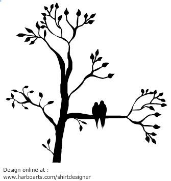 335x355 Silhouette Of Tree With Leaves With Two Birds Sitting On