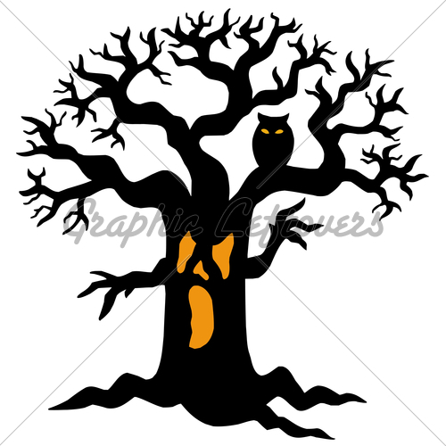 500x500 Spooky Tree Silhouette Gl Stock Images