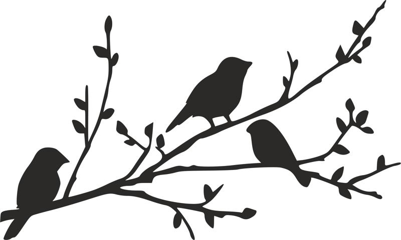 800x480 Birds On Branch Silhouette Stencil Dxf File Free Download
